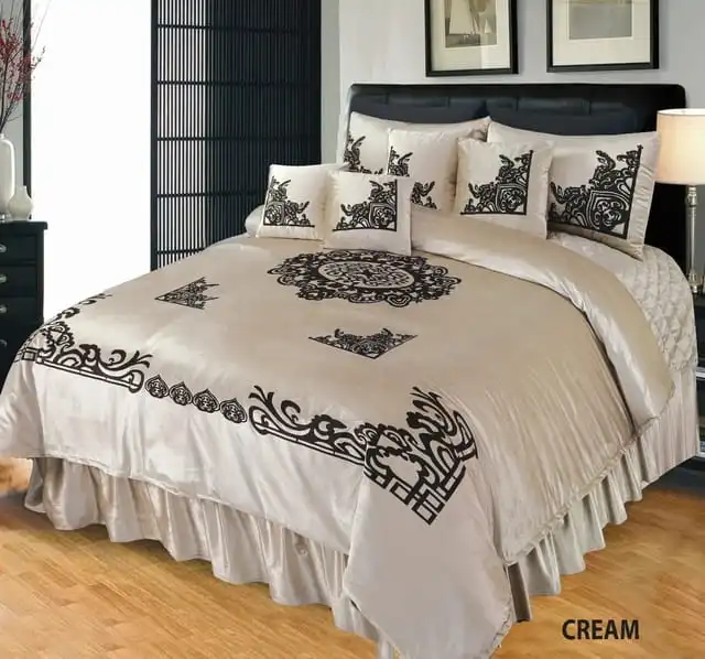 Emboss Velvet Bridal Bed Set cream