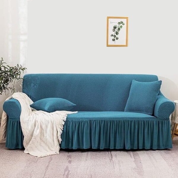 Turkish Style Jersey Sofa Fitted Cover-Blue