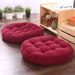 Velvet Round Floor Cushion Pair Set-Mahron