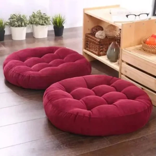 Velvet Round Floor Cushion 1 Pair Set-Mahron