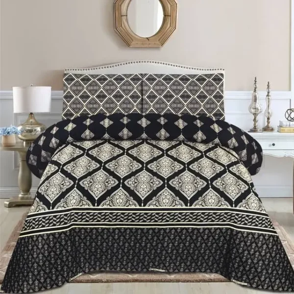 Vintage Black Design double Bedsheet