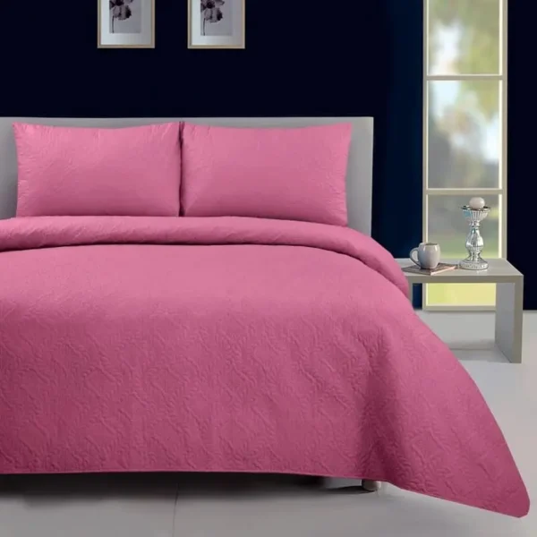 Luxury Polo Quilted 3 PC Bedspread- Pink