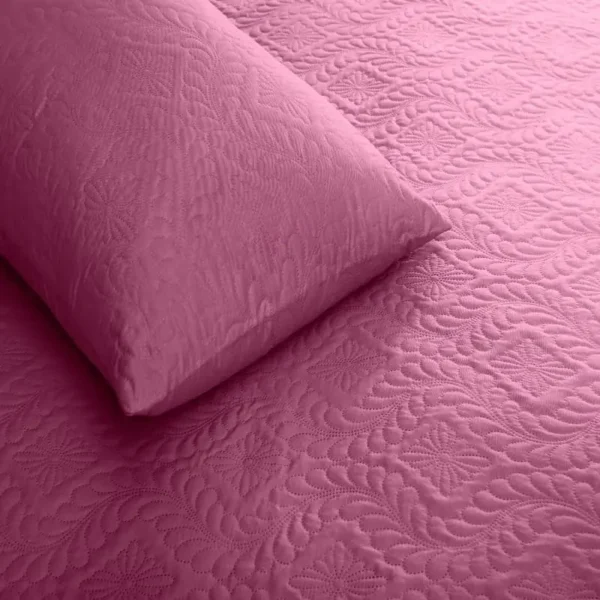 Luxury Polo Quilted 3 PC Bedspread- Pink