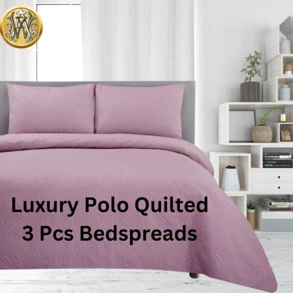 Luxury Polo Quilted 3 Pcs Bedspreads – Light Pink