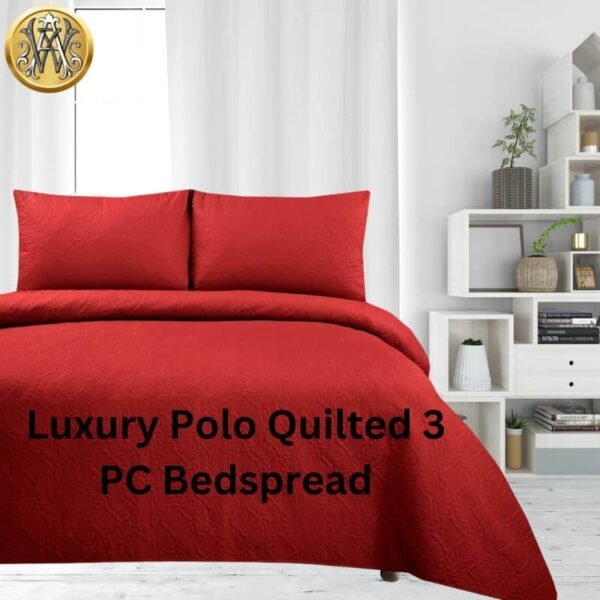 luxury Quilted 3 PC Bedspread-red