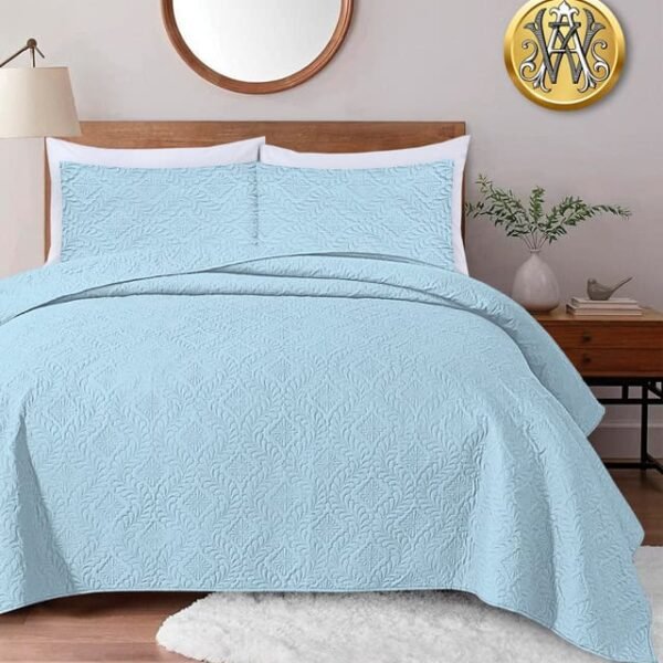 Luxury Polo Quilted 3 Pcs Bedspreads – Sky