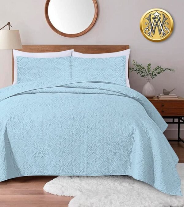 quilted 3 pcs bedspreads sky