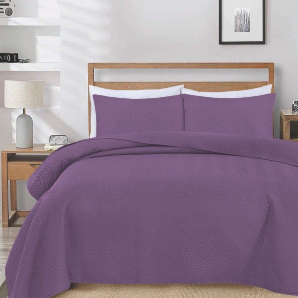 Luxury Polo Quilted 3 Pcs Bedspreads – PURPLE