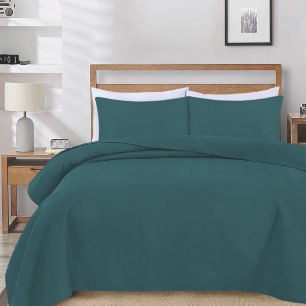 Luxury Polo Quilted 3 Pcs Bedspreads – SEA GREEN