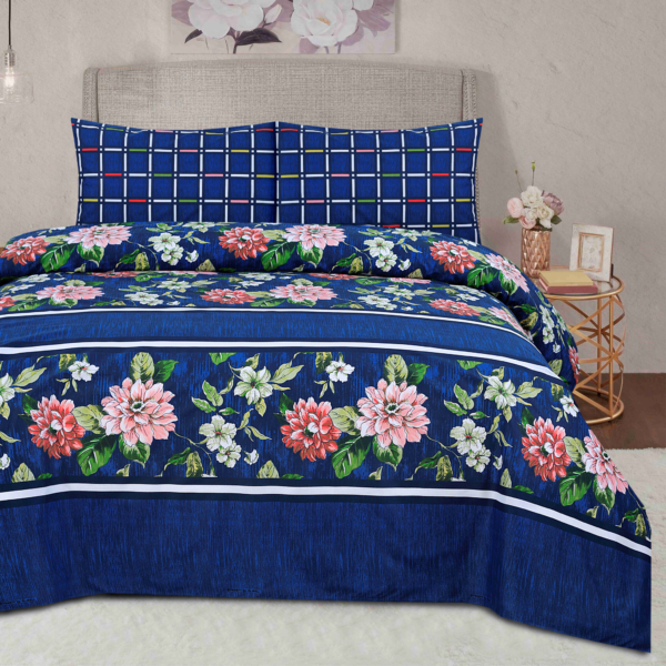 3 Piece King size Pure cotton Bedsheet-2404