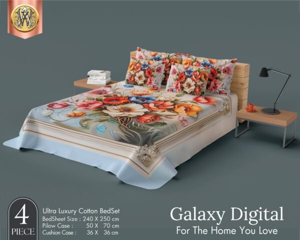 Cosmic Ray Galaxy Digital 4Pc Bedsheet Set