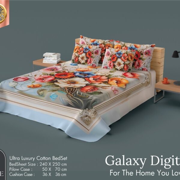 Cosmic Ray Galaxy Digital 4Pc Bedsheet Set