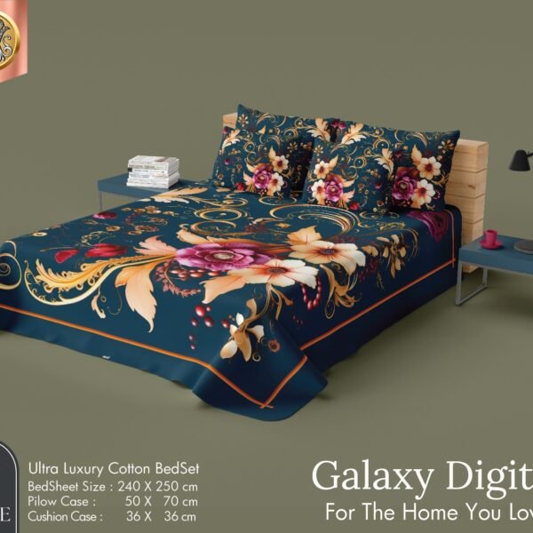 Aurora Bloom Galaxy Digital 4Pc Bedsheet Set